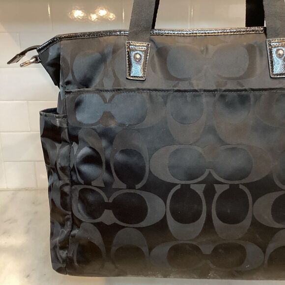 COACH Signature C Convertible Nylon Weekend or Diaper Bag Tote - Picture 4 of 16